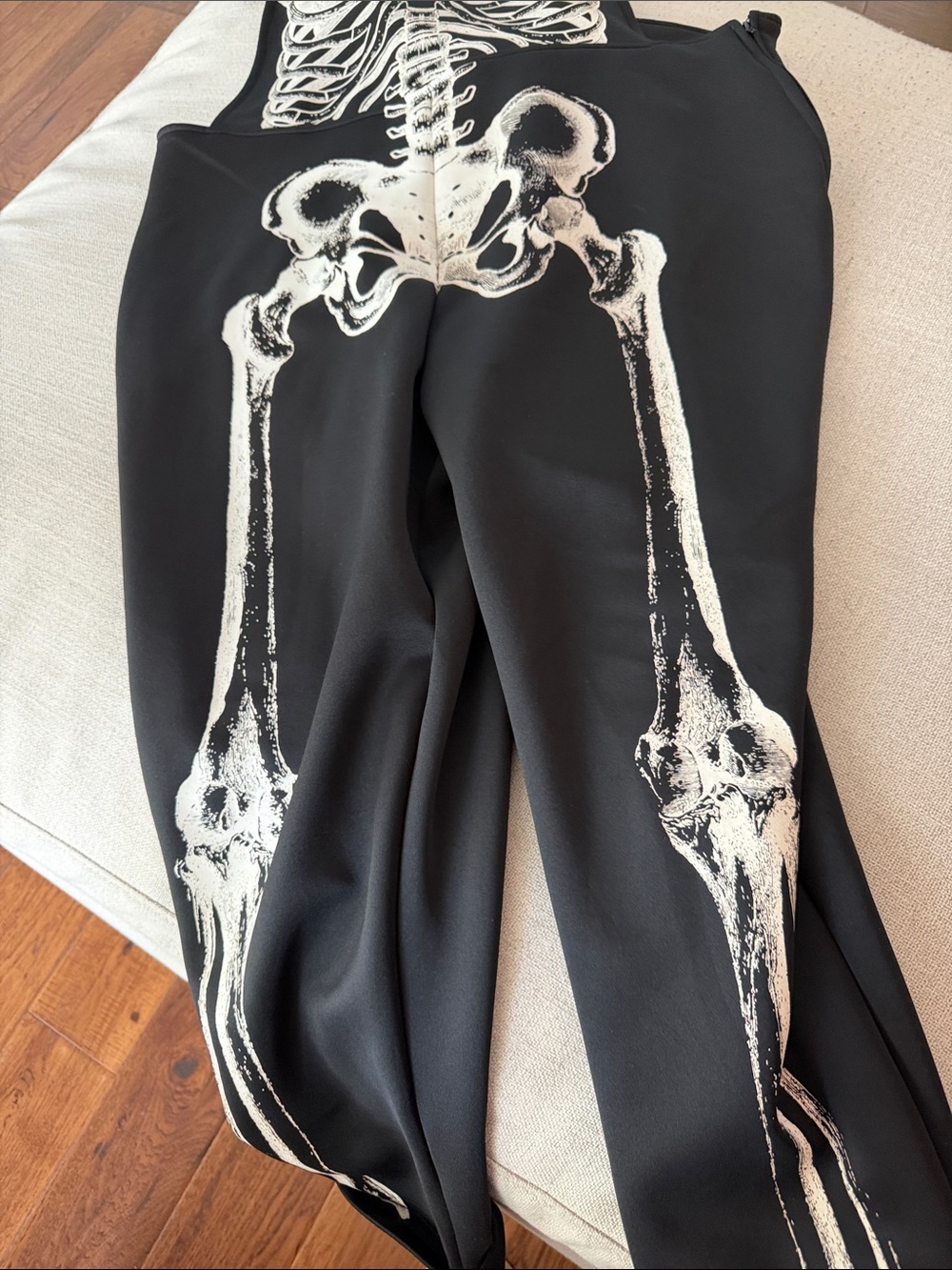 Black Skeleton Print Overalls - Women's Jumpsuit - Picture 2 of 5